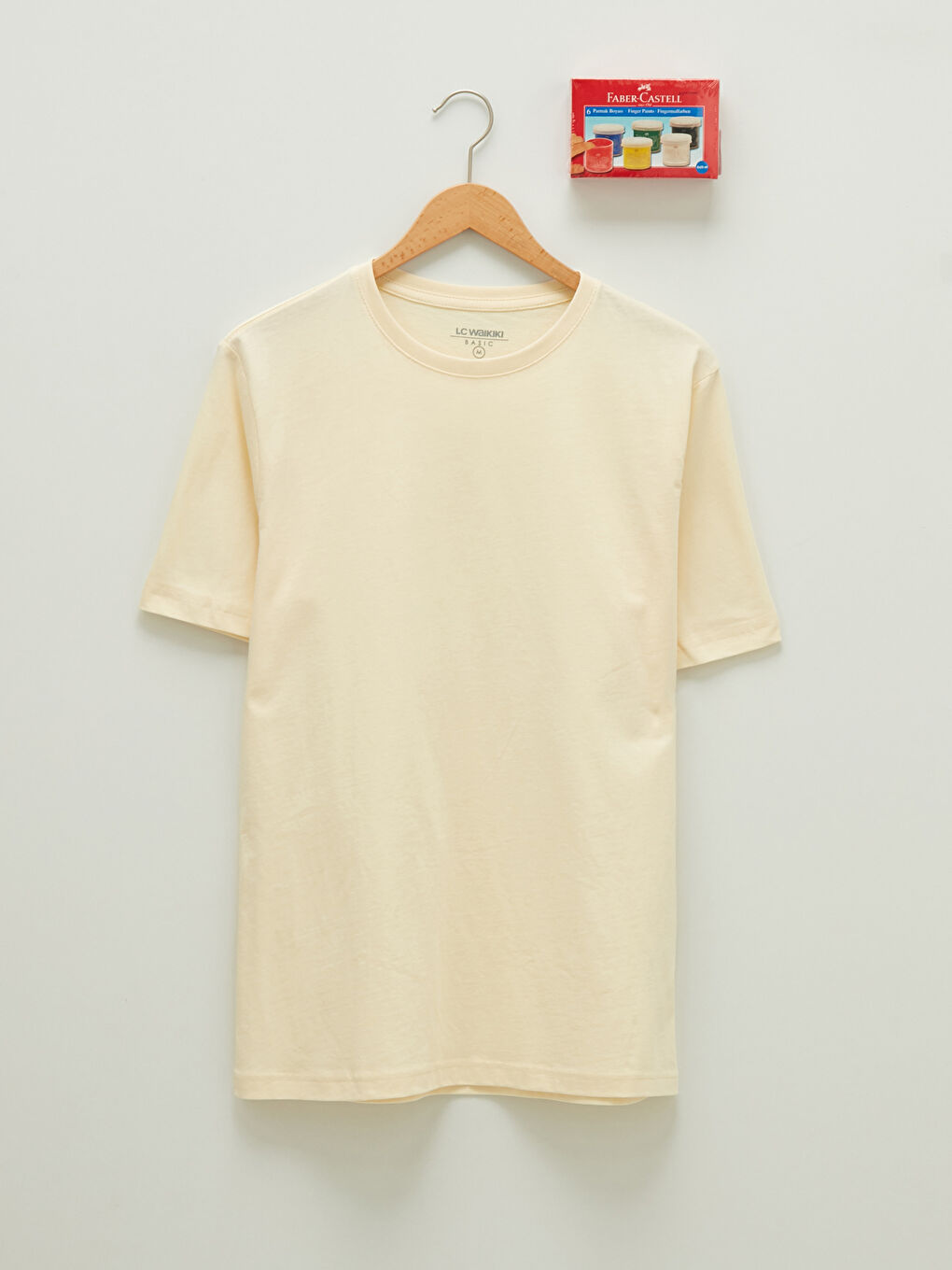 Sarı Bisiklet Yaka Kısa Kollu Basic Penye Erkek Tişört + Boya Hediyeli-8