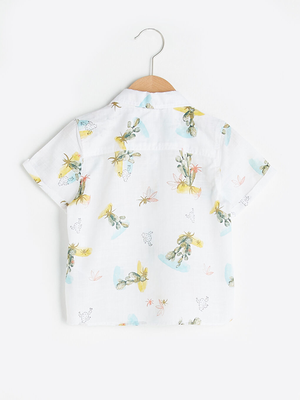Short Sleeve Patterned Poplin Baby Boy Shirt-1