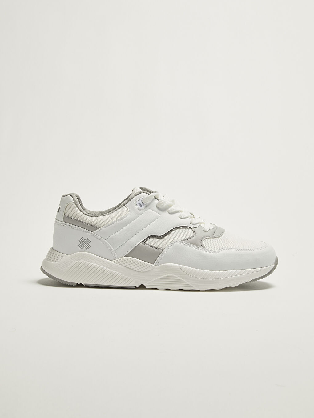 Beyaz File Detaylı Bağcıklı Erkek Spor Ayakkabı-2