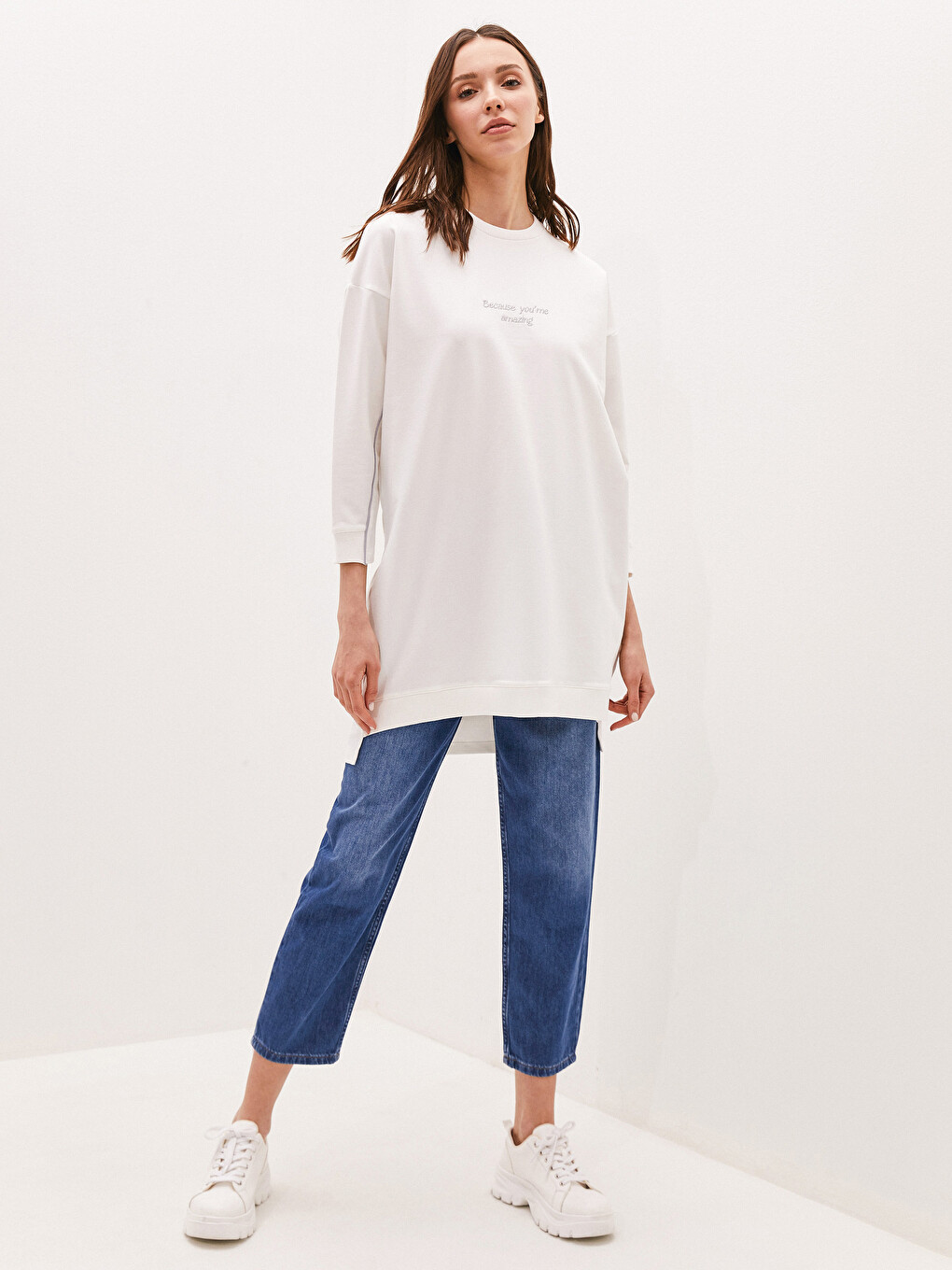 Elastic Waist Wide Fit Pocket Detailed Harem Women Jean Trousers