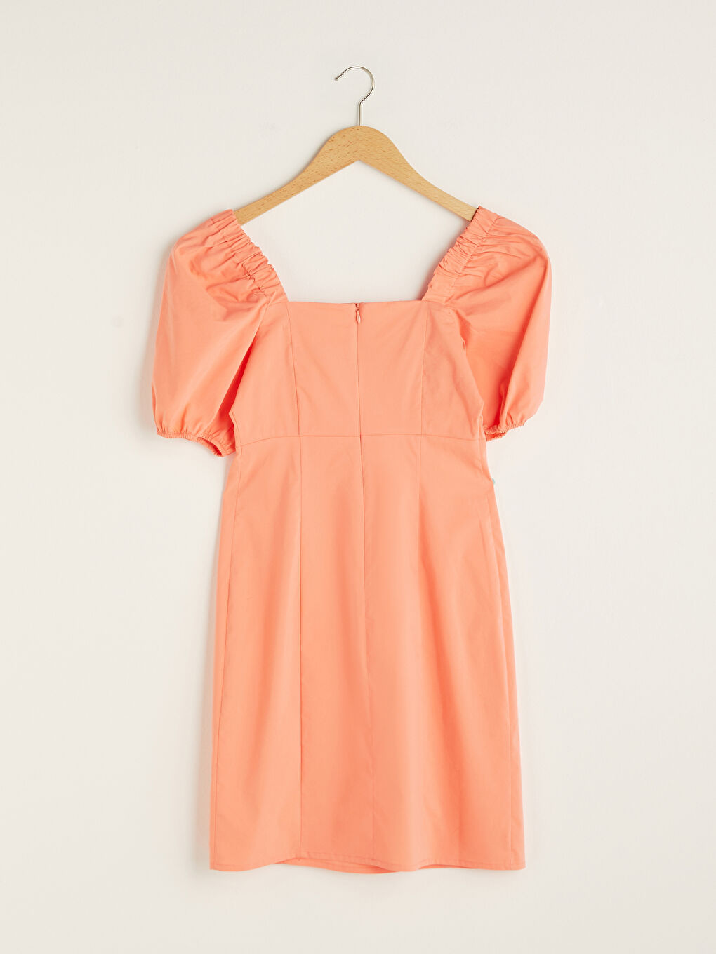 Robe Femme à Manches Courtes Droite à Col Carré en Popeline-7