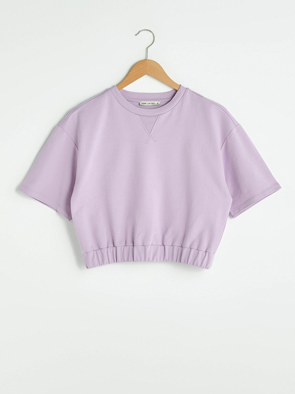 Hanorac Crop cu Mânecă Scurtă și Guler Rotund pentru Femei-5