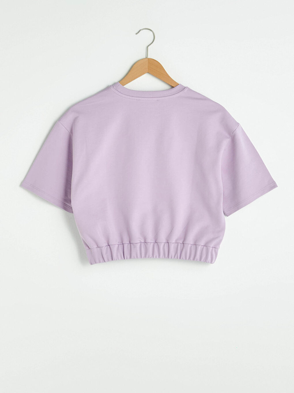 Hanorac Crop cu Mânecă Scurtă și Guler Rotund pentru Femei-6