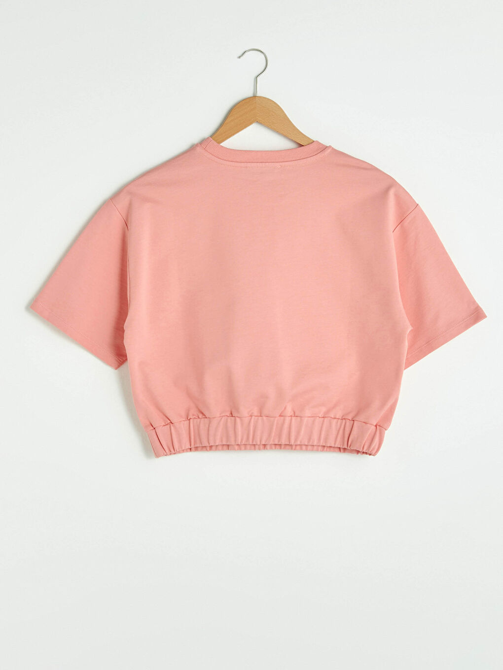 Sweat-shirt Court à Manches Courtes Droites pour Femmes avec Col Rond-6