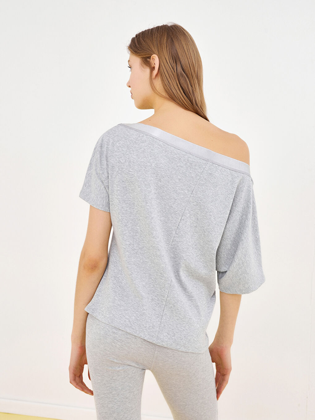 Women's Boat Collar Straight Short Sleeve Sweatshirt -S1IR03Z8-LAK
