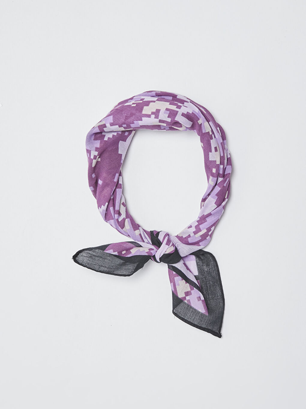 Lila Geometrik Desenli Kadın Bandana-2