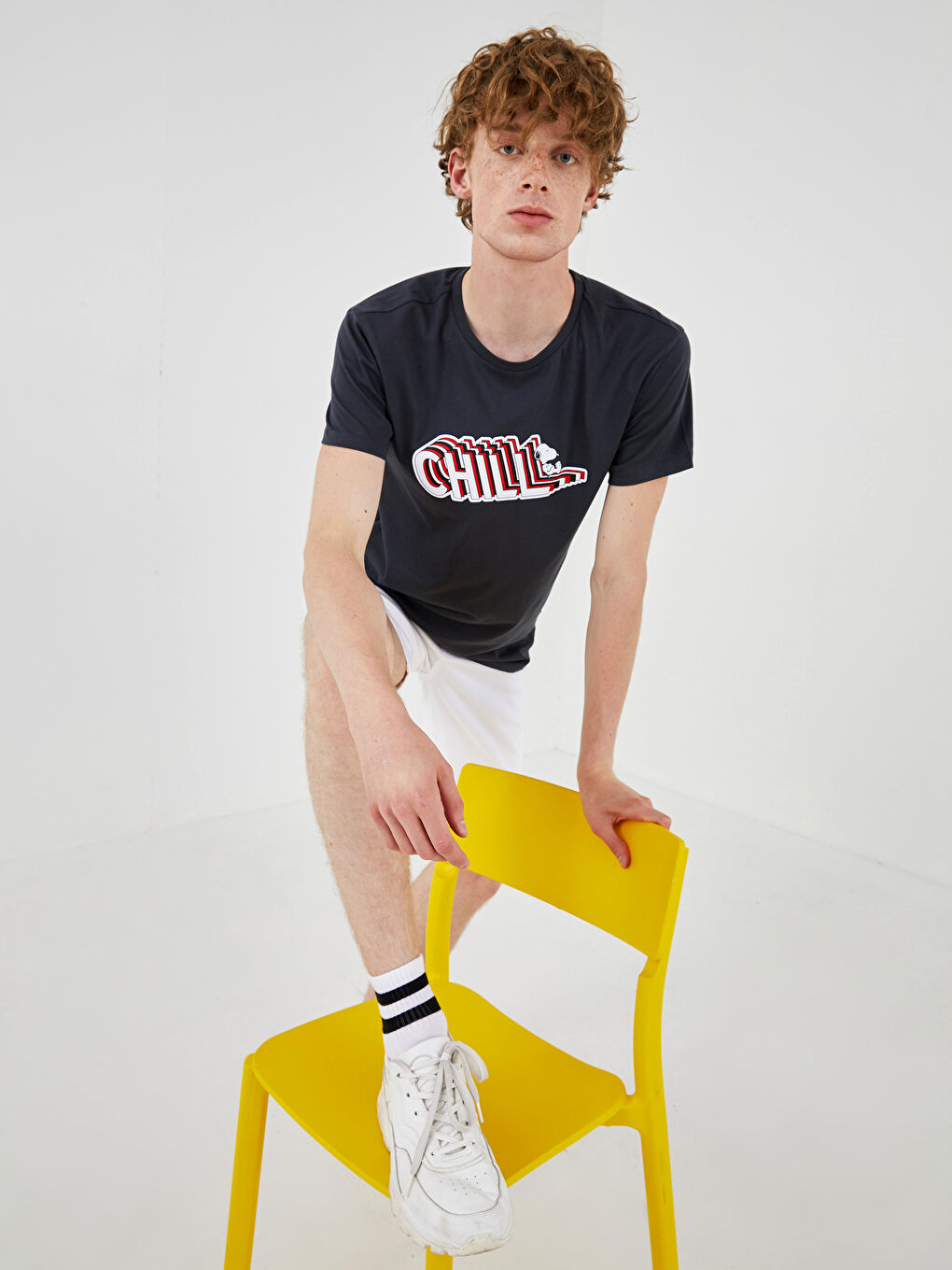 Crew Neck Short Sleeve Snoopy Printed Jersey Men's T-Shirt-1