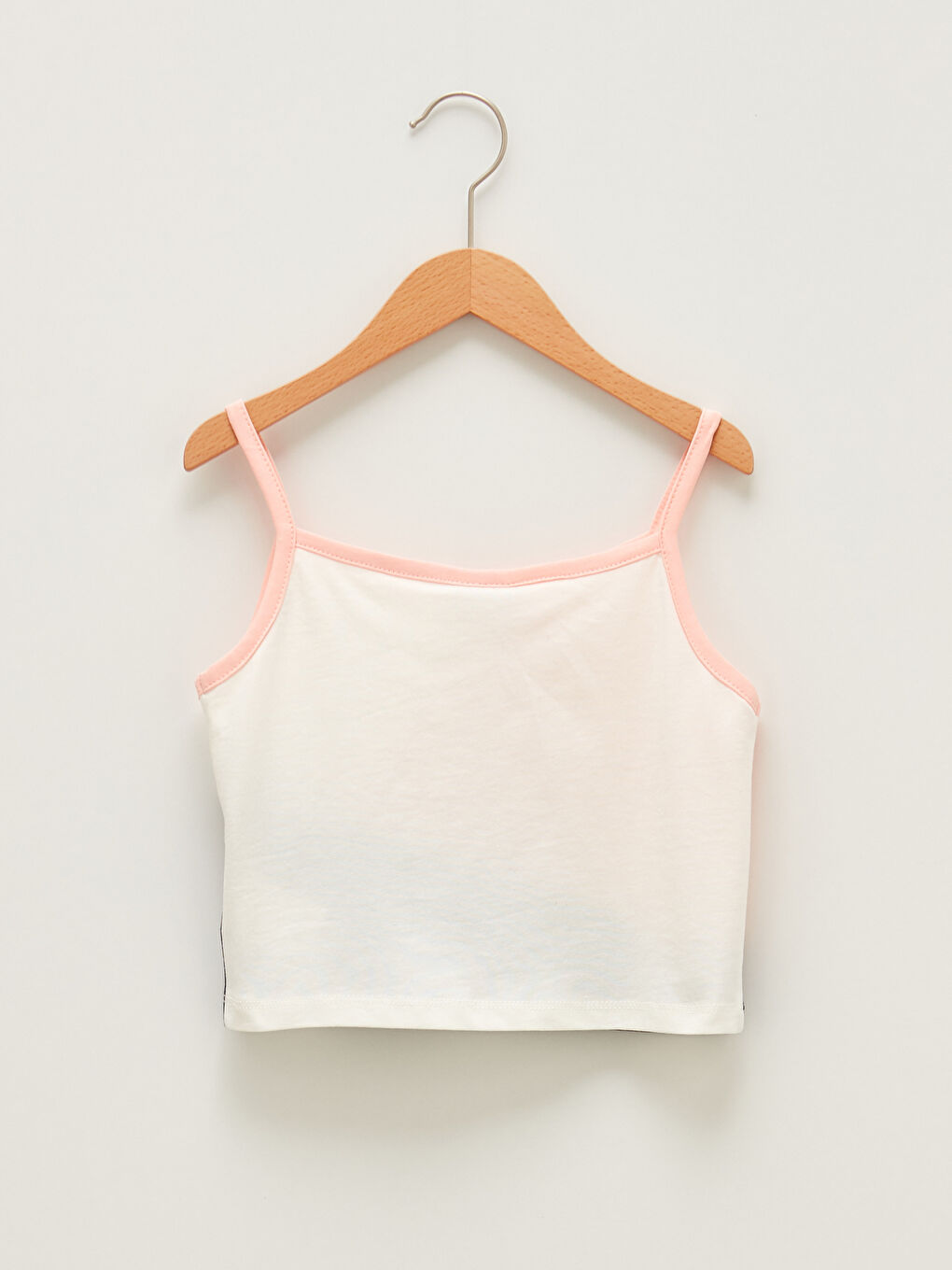 Pembe Kare Yaka Renk Bloklu Askılı Pamuklu Kız Çocuk Atlet-1