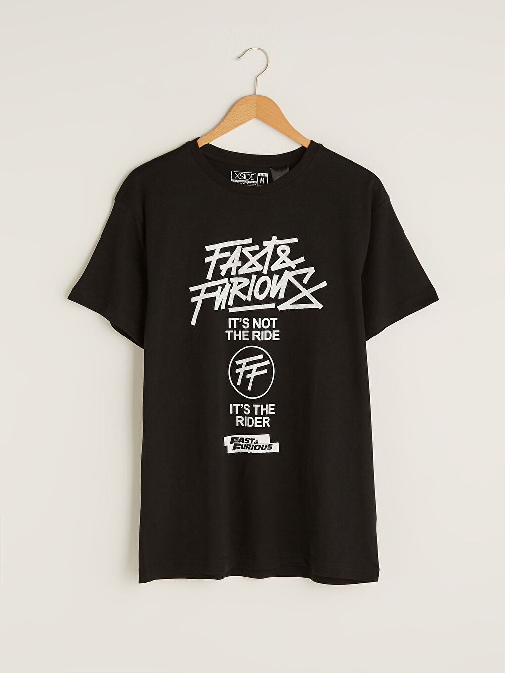 Siyah Bisiklet Yaka Kısa Kollu Baskılı Penye Erkek Tişört-7