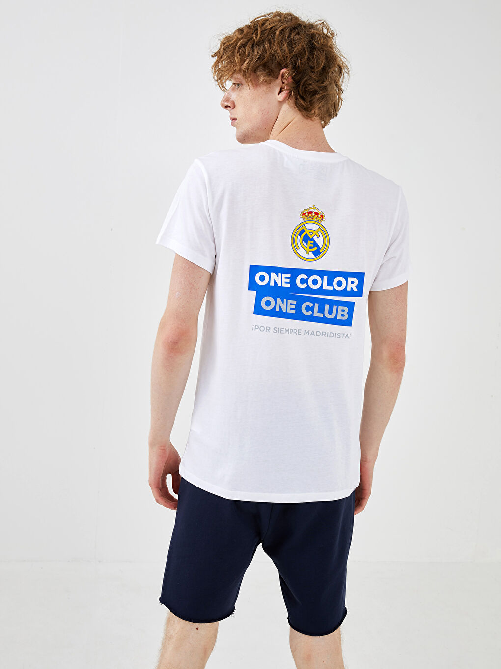 T-shirt de Supporter pour Hommes en Coton Peigné Imprimé Real Madrid à Manches Courtes et Col Rond-4
