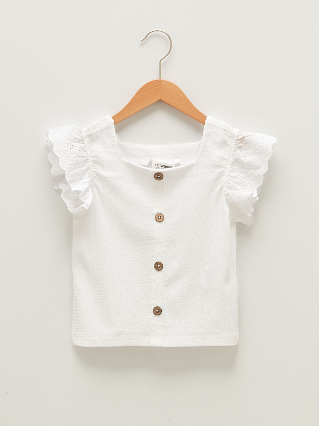 Square Collar Basic Short Sleeve Girls' Blouse