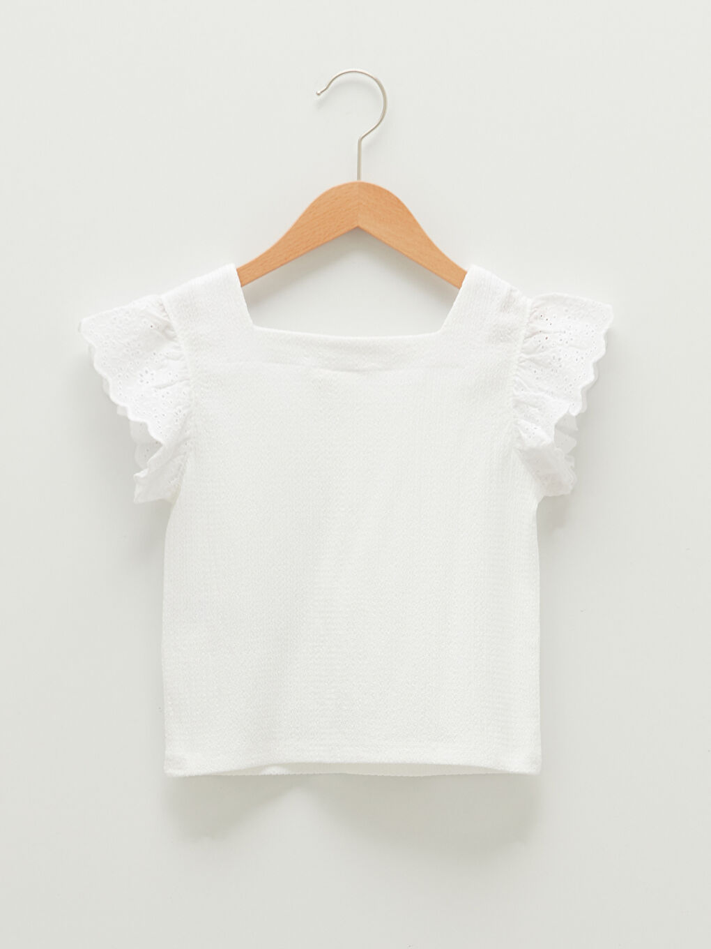 Square Collar Basic Short Sleeve Girls' Blouse-1