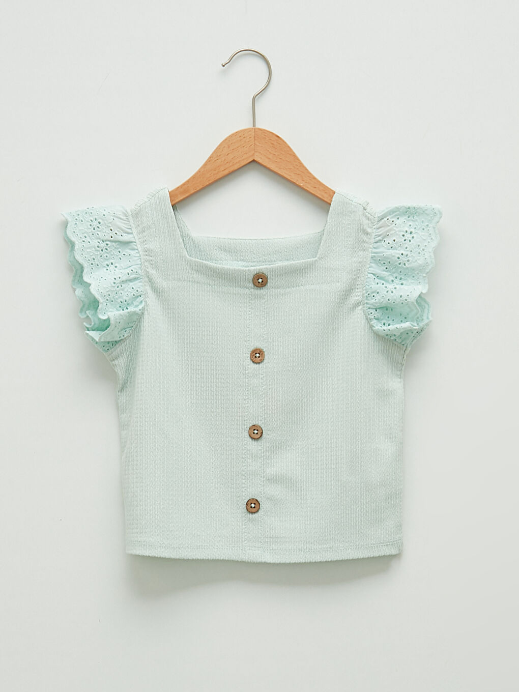 Blouse Basique à Col Carré à Manches Courtes pour Filles