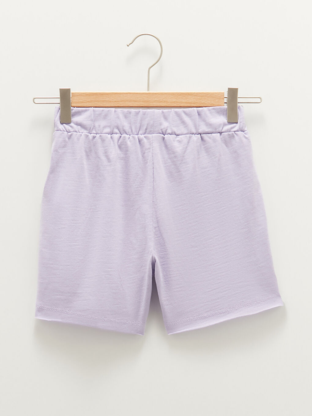 Lila Beli Lastikli Baskılı Kız Çocuk Şort-1