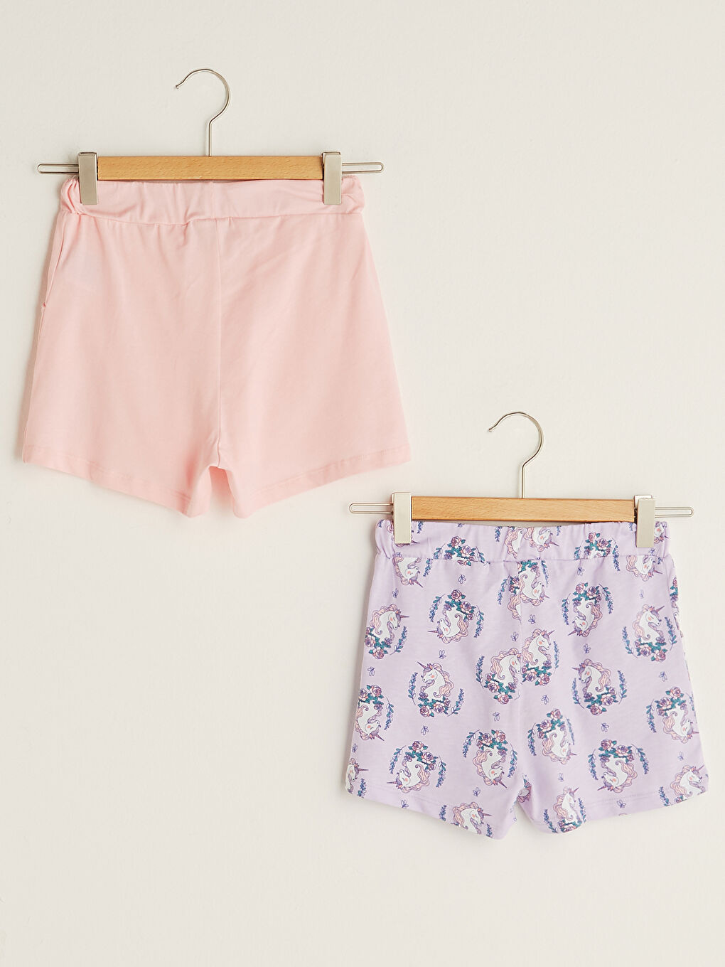 Mavi Beli Lastikli Baskılı Kız Çocuk Şort 2'li-1