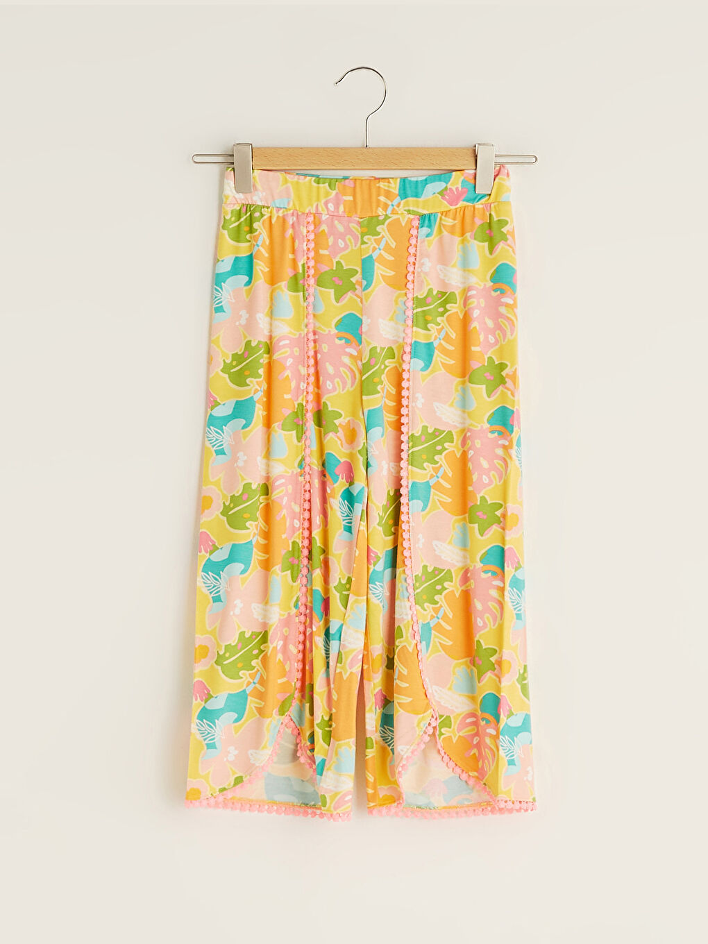 Elastic Waist Patterned Viscose Girl Trousers