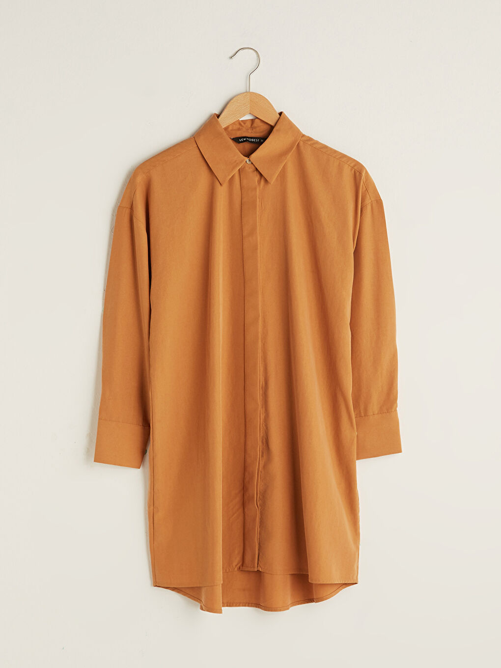 قميص تونيك للسيدات كم طويل سادة-5