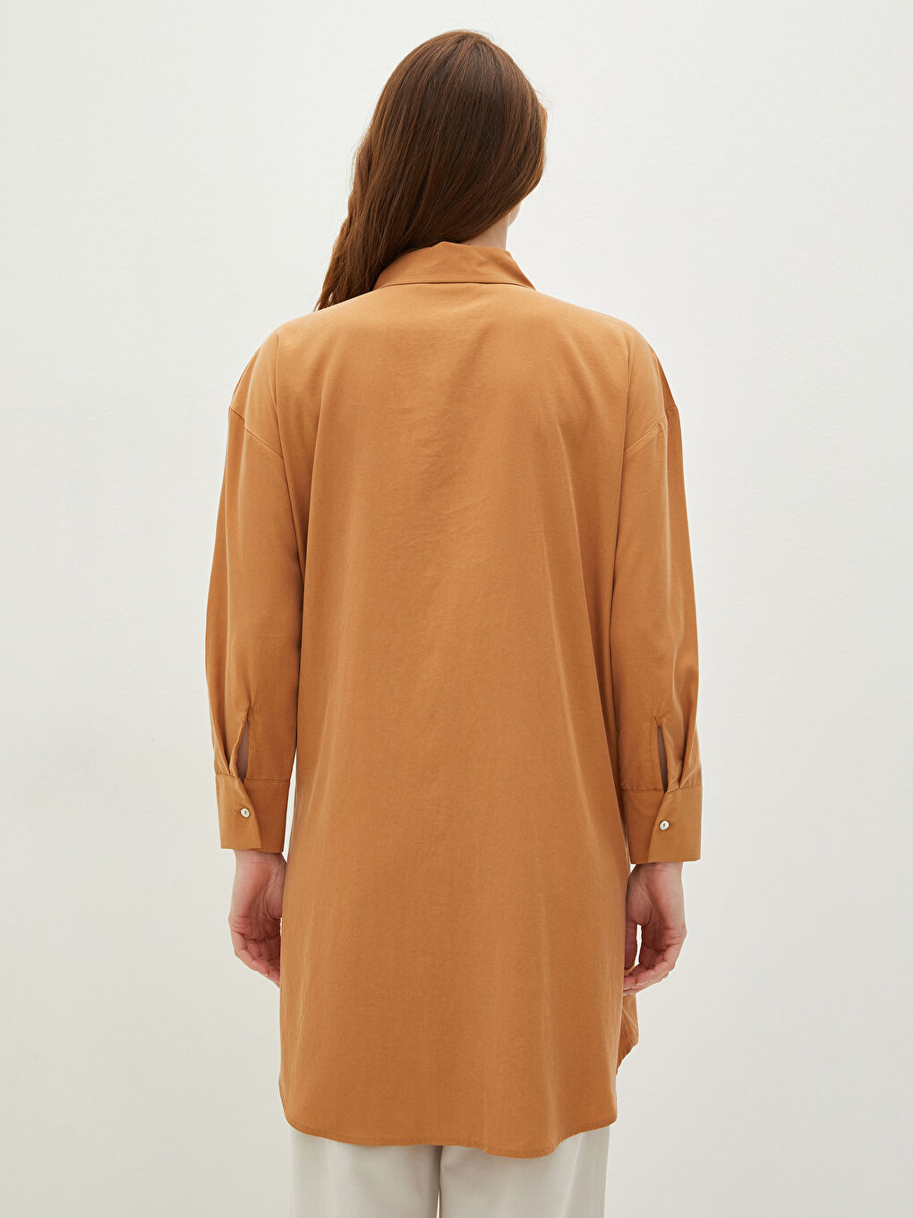 قميص تونيك للسيدات كم طويل سادة-3