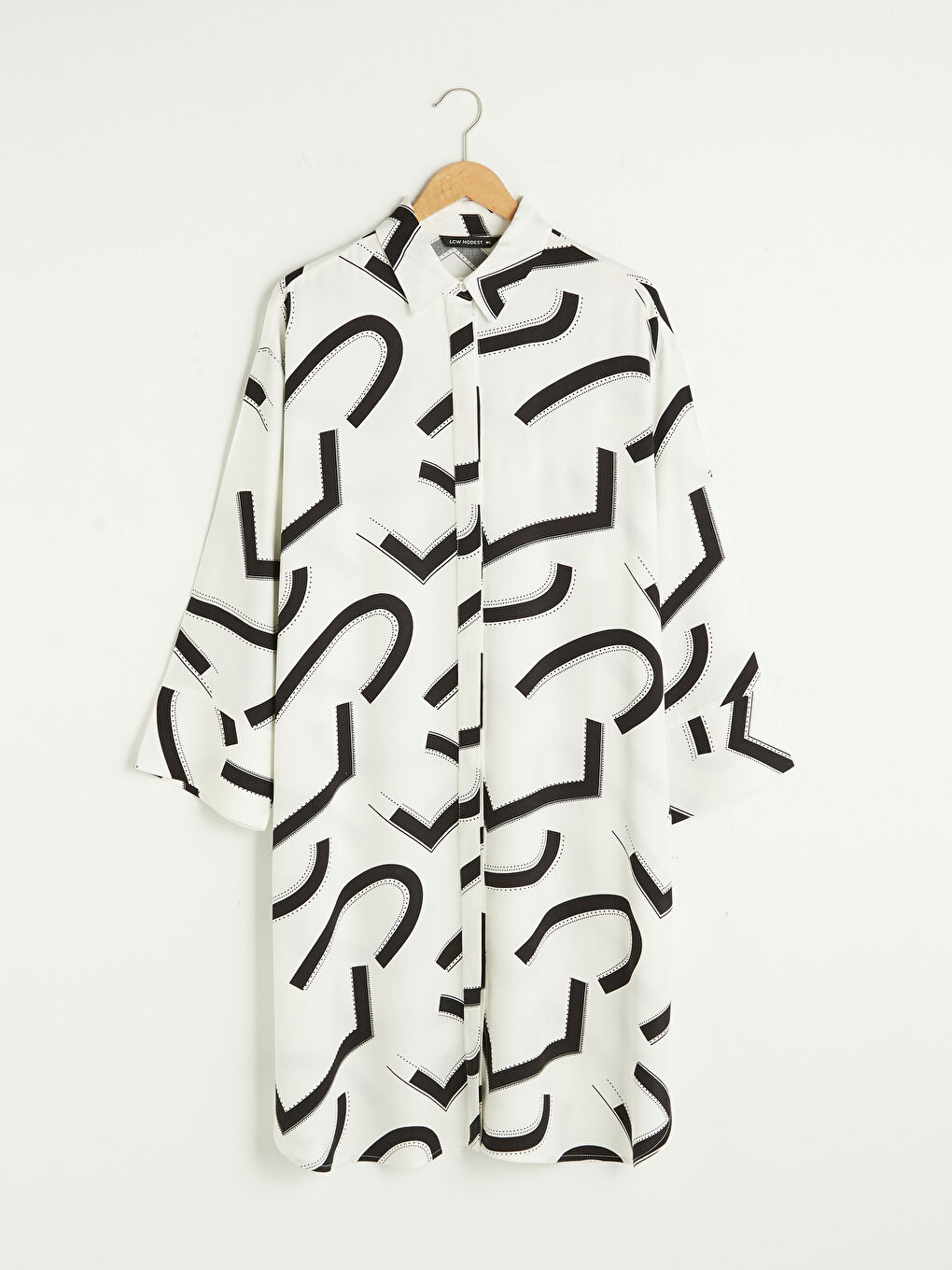 Patterned Long Sleeve Oversize Belmando Women's Shirt Tunic-5