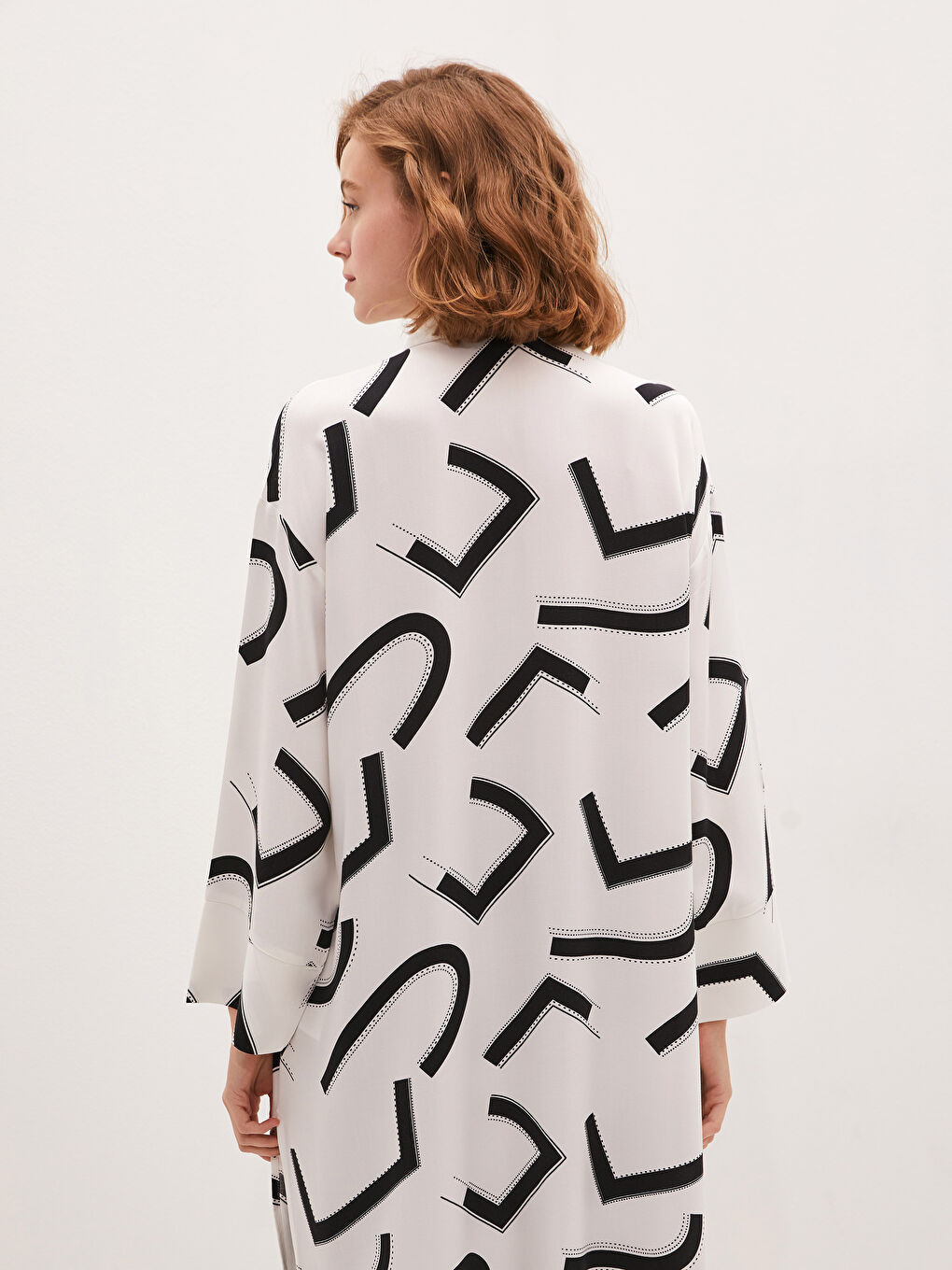 Patterned Long Sleeve Oversize Belmando Women's Shirt Tunic-3