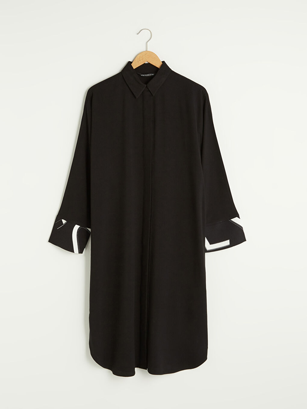 Siyah Desenli Uzun Kollu Oversize Belmando Kadın Gömlek Tunik-9