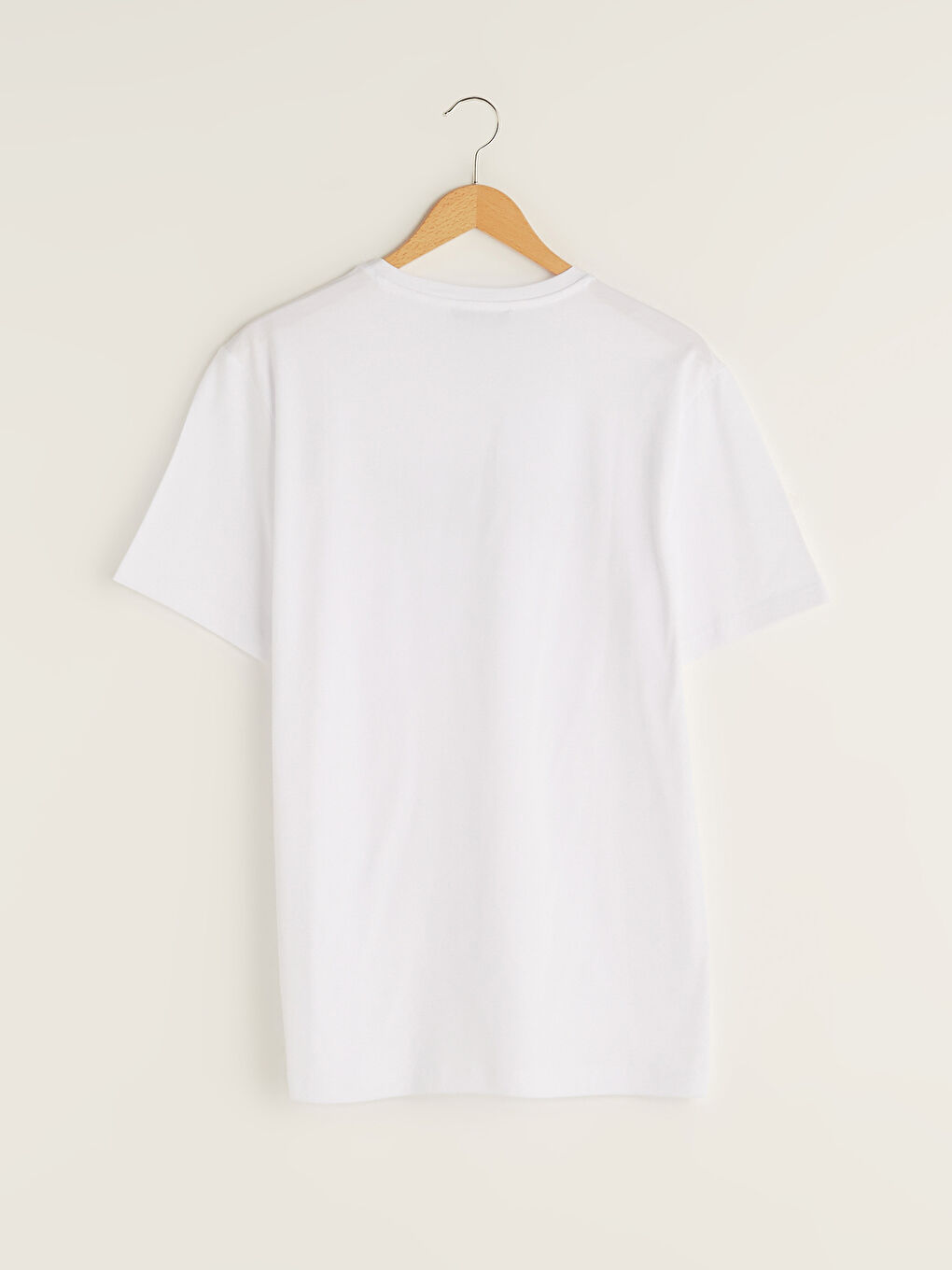 Beyaz Bisiklet Yaka Kısa Kollu Baskılı Penye Erkek Tişört-7