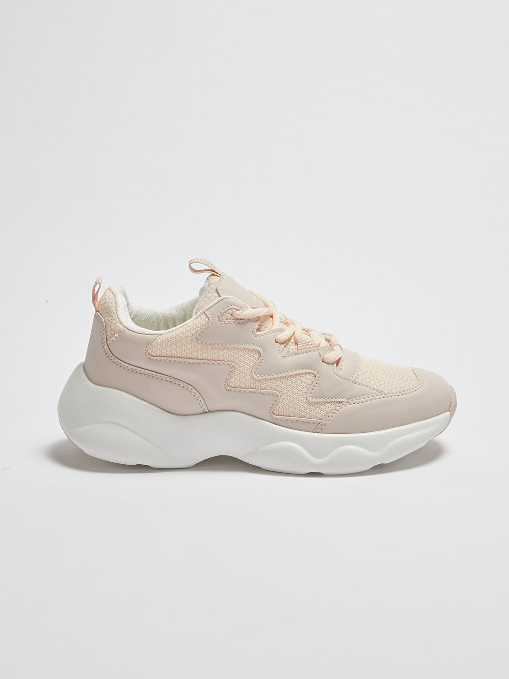 Pembe Bağcıklı Kalın Taban Kadın Spor Ayakkabı-1