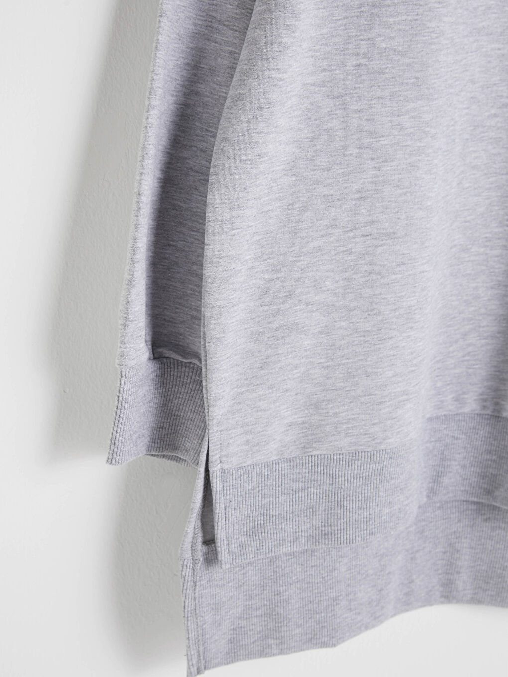 Gri Bisiklet Yaka Düz Uzun Kollu Kadın Sweatshirt Tunik-7