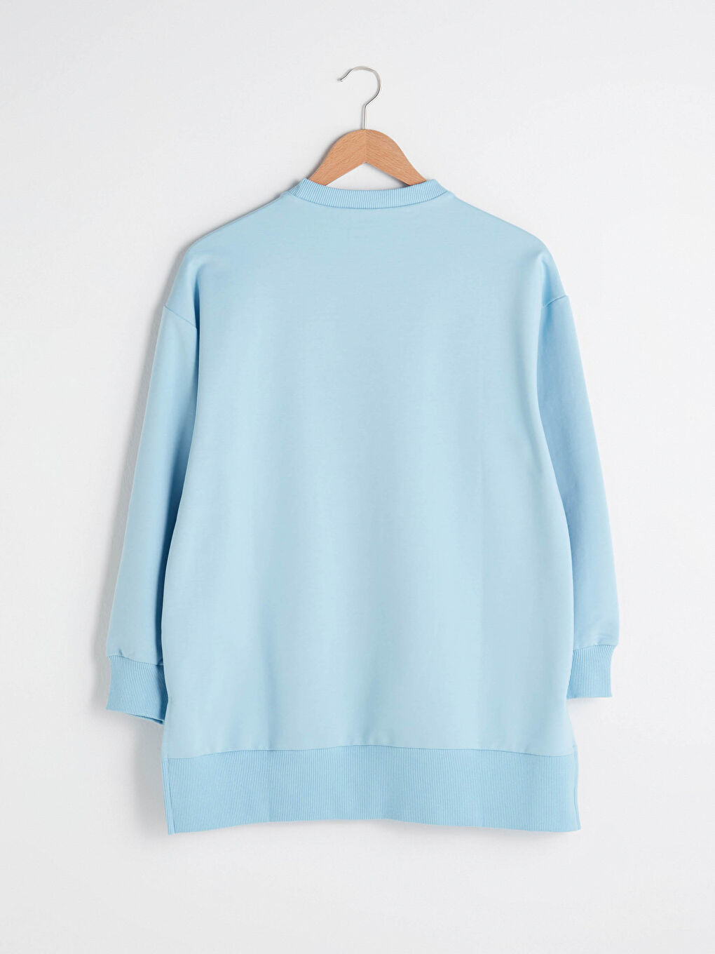 Mavi Bisiklet Yaka Düz Uzun Kollu Kadın Sweatshirt Tunik-6