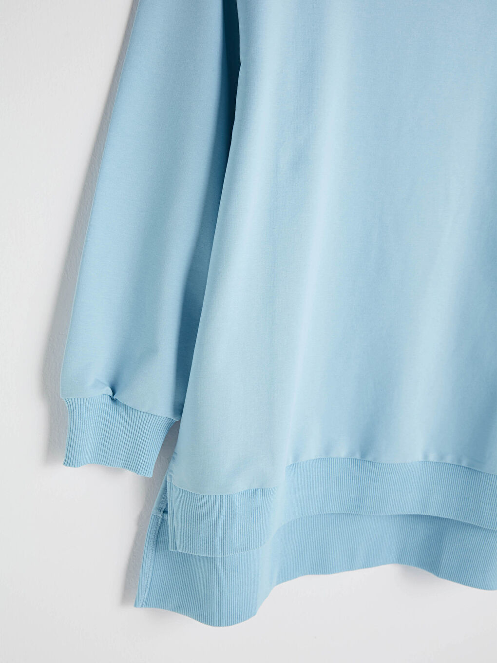 Mavi Bisiklet Yaka Düz Uzun Kollu Kadın Sweatshirt Tunik-7