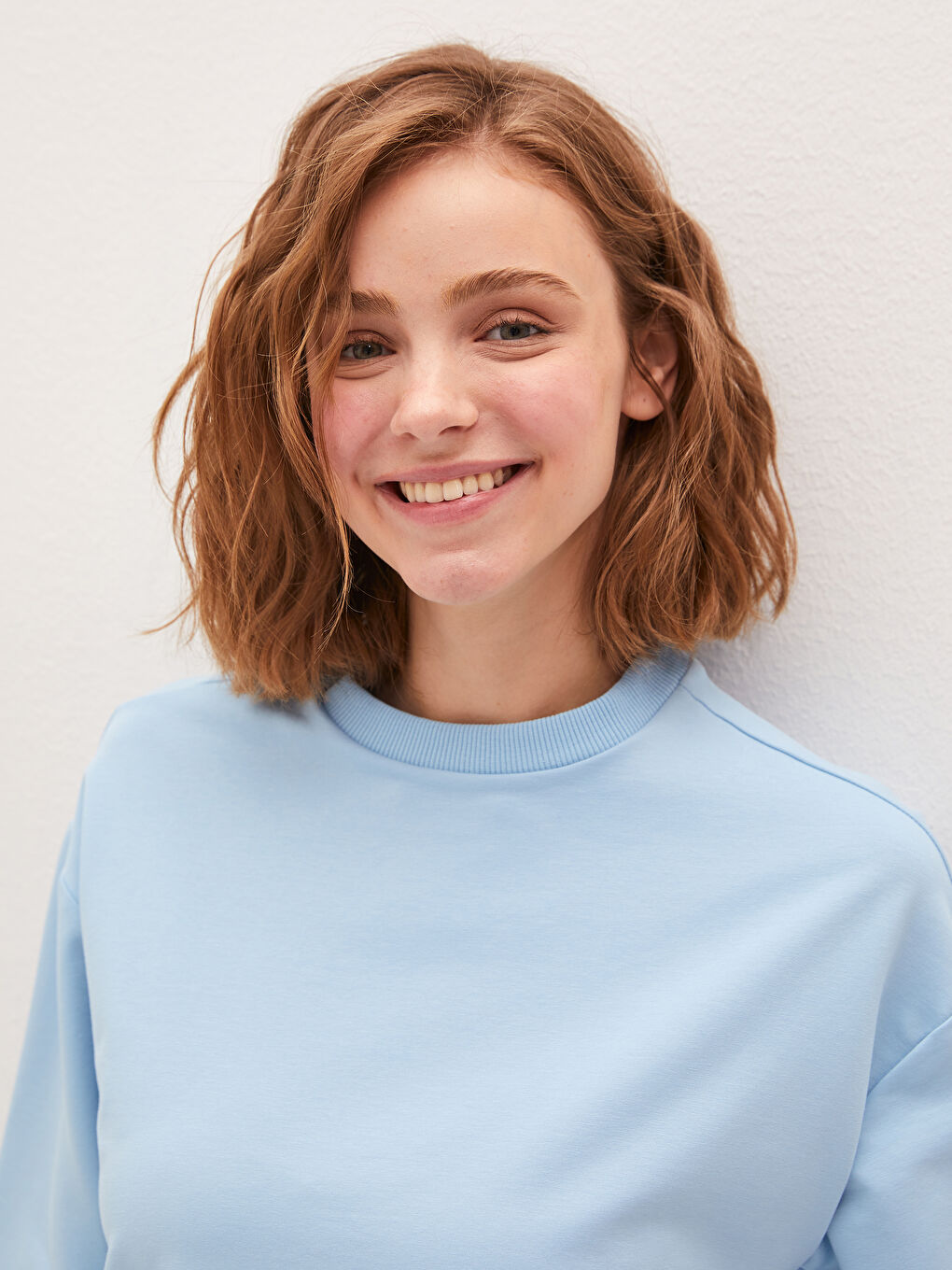 Mavi Bisiklet Yaka Düz Uzun Kollu Kadın Sweatshirt Tunik-2