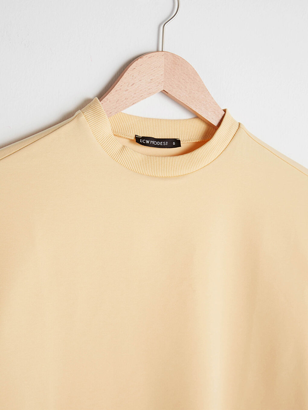 Sarı Bisiklet Yaka Düz Uzun Kollu Kadın Sweatshirt Tunik-10