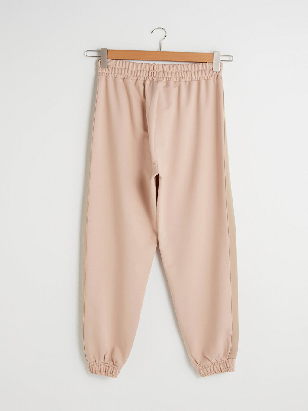 Bej Beli Lastikli Şerit Detaylı Eşofman Altı-5