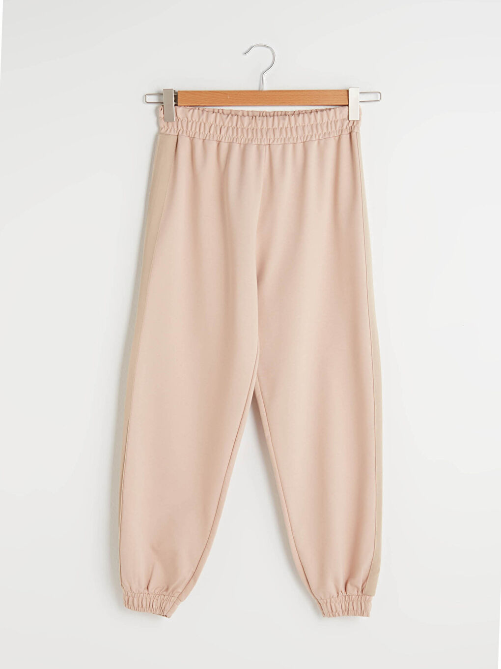 Bej Beli Lastikli Şerit Detaylı Eşofman Altı-3