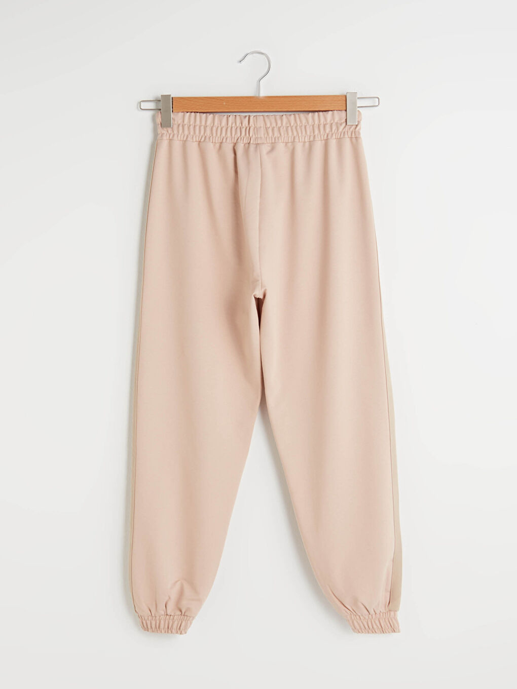 Bej Beli Lastikli Şerit Detaylı Eşofman Altı-4