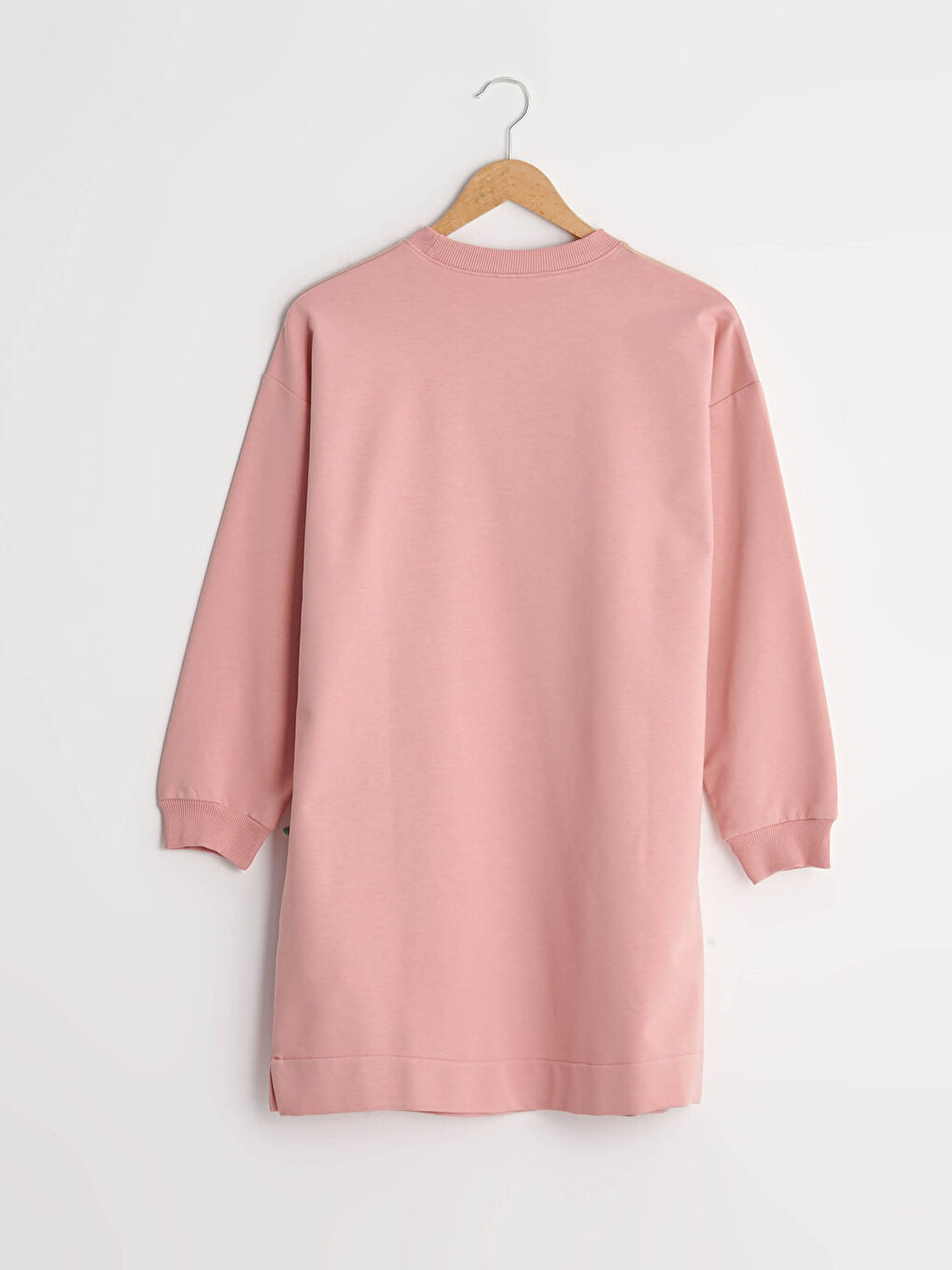 Pembe Bisiklet Yaka Cep Detaylı Renk Bloklu Uzun Kollu Kadın Sweatshirt Tunik-6