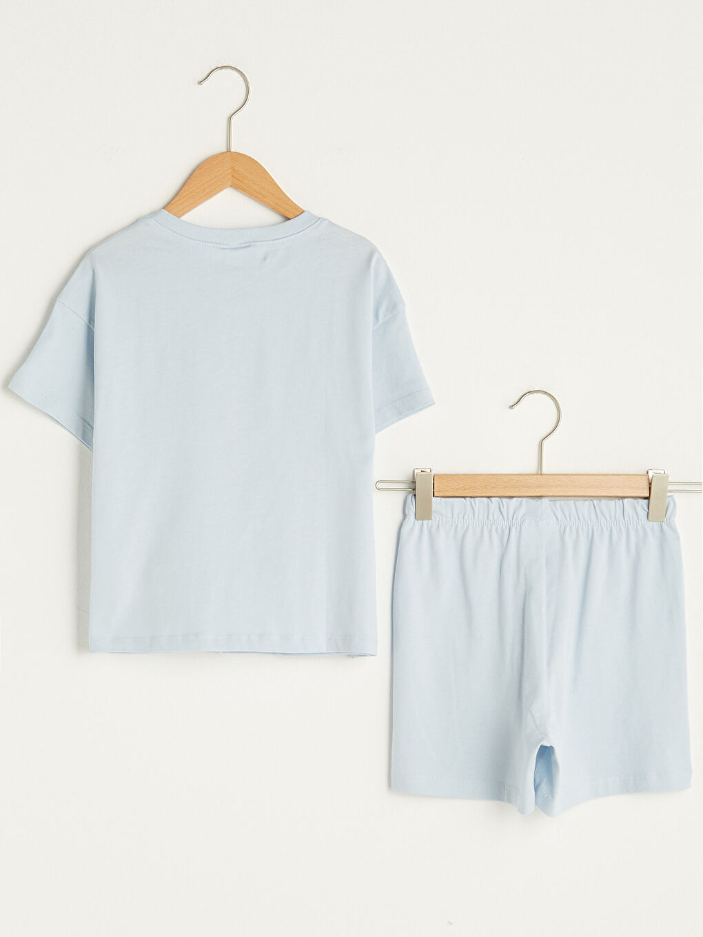 Crew Neck Printed Short Sleeve Cotton Girls Pajamas Set-1