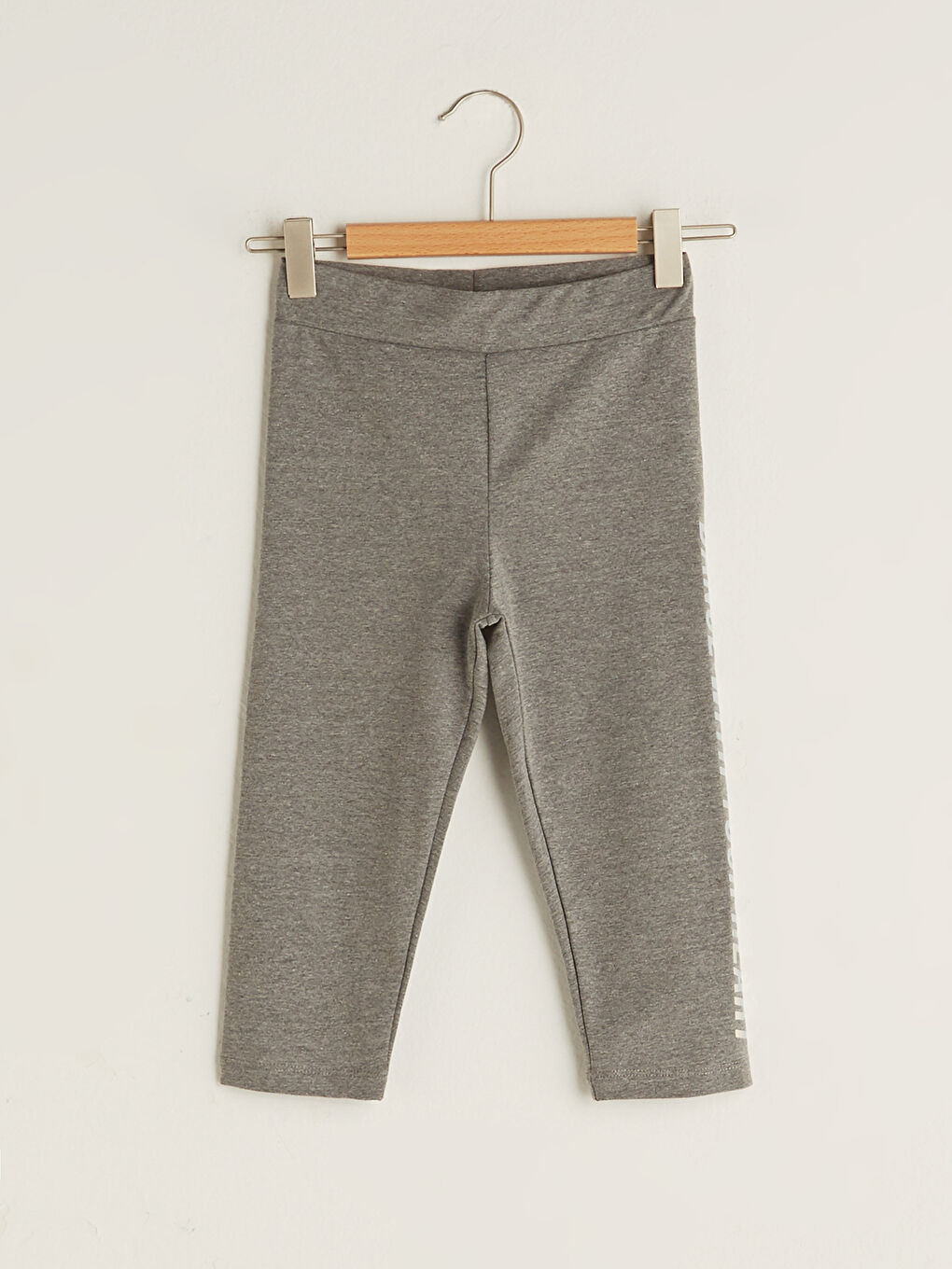 Antrasit Beli Lastikli Baskılı Kız Çocuk 3/4 Boy Tayt