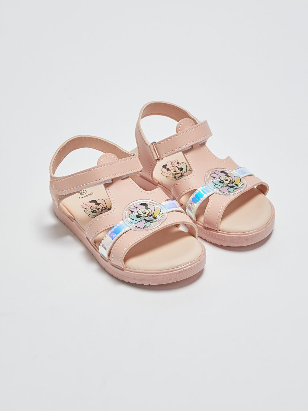 Pembe Minnie Mouse Lisanslı Cırt Cırtlı Kız Çocuk Sandalet
