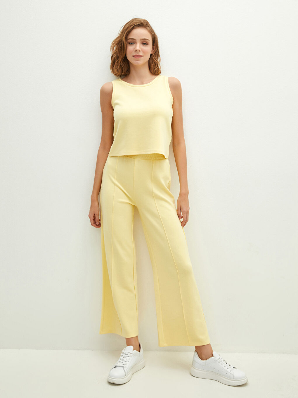 LCW Vision Elasticated Waist Plain Wide Leg Women's Sweatpants -S1IV05Z8-FTH