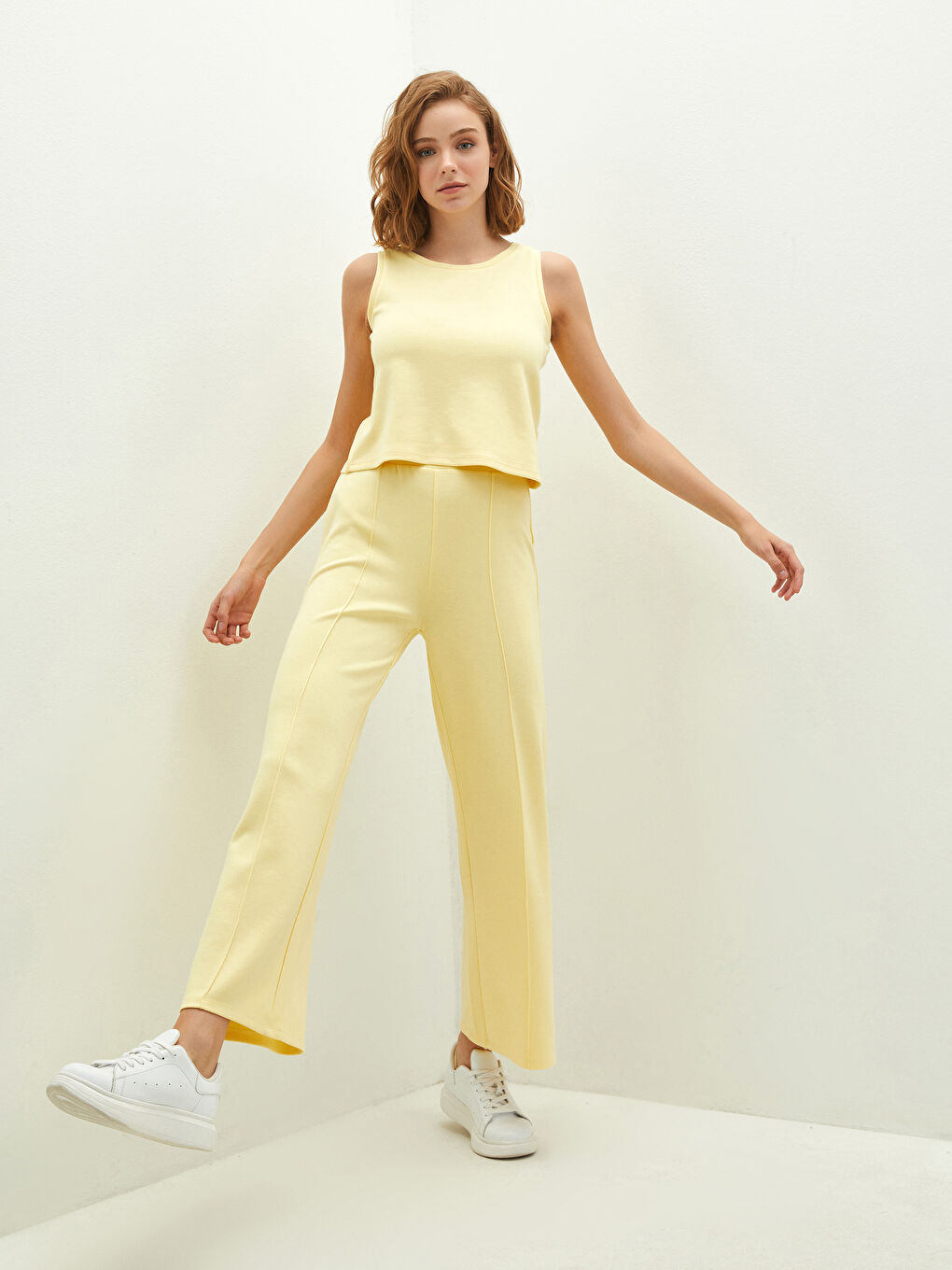 LCW Vision Elasticated Waist Plain Wide Leg Women's Sweatpants -S1IV05Z8-FTH