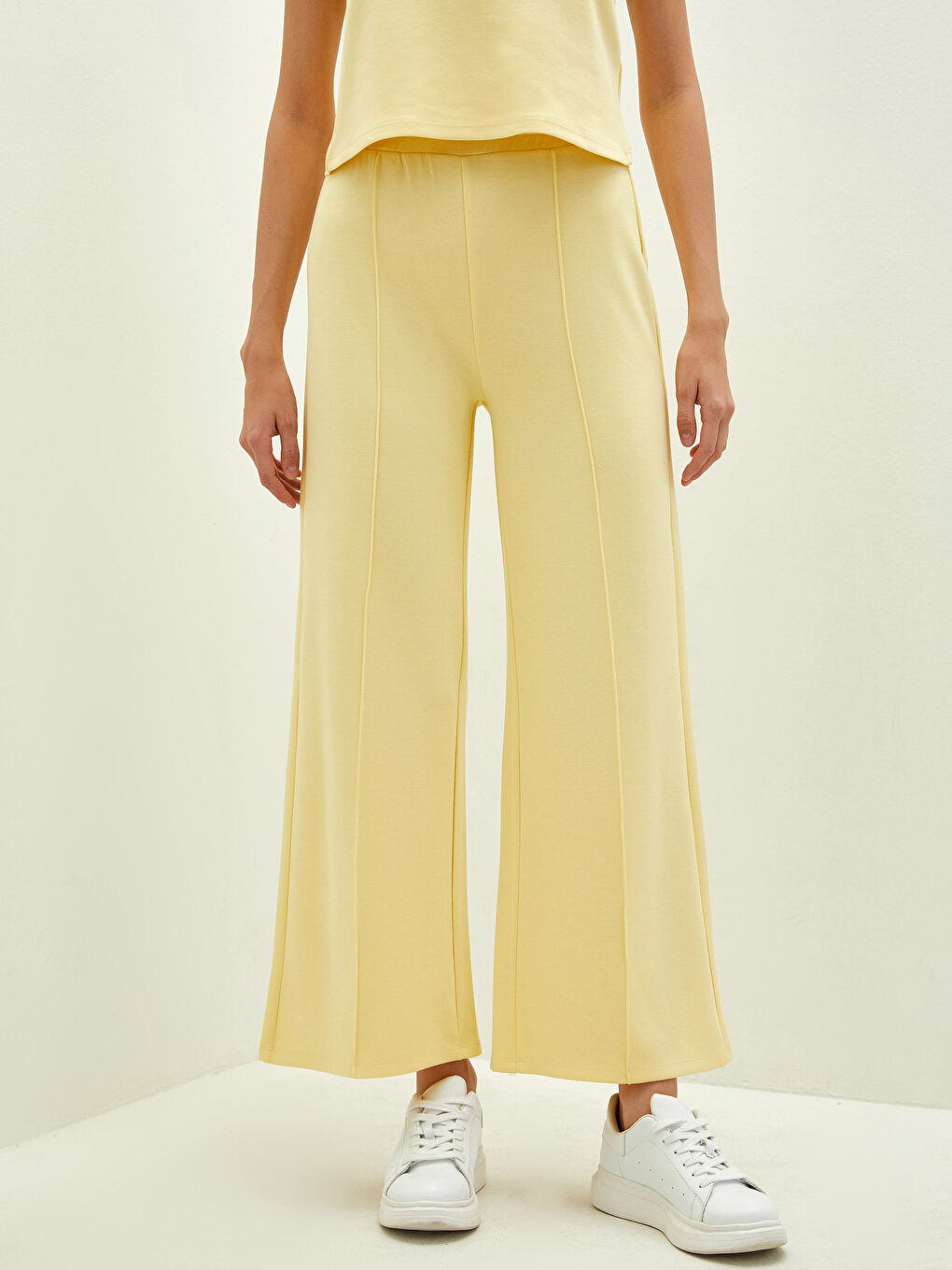 LCW Vision Elasticated Waist Plain Wide Leg Women's Sweatpants -S1IV05Z8-FTH