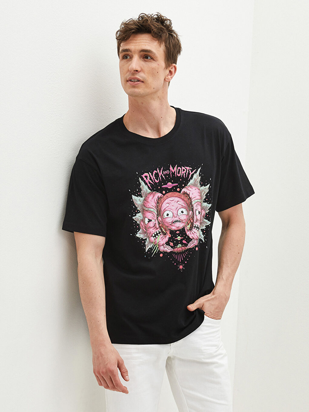 Crew Neck Rick and Morty Printed Jersey Men's T-Shirt