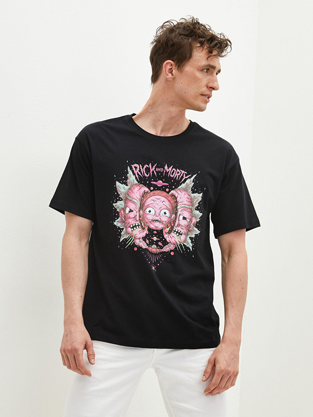 Crew Neck Rick and Morty Printed Jersey Men's T-Shirt-1