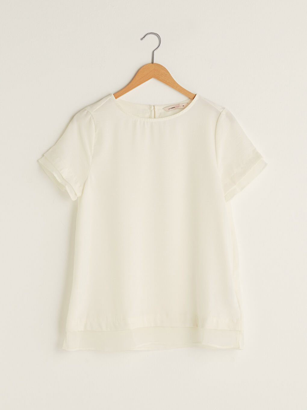 Blouse en Tissu de Soie Médina à Col Rond Droite à Manches Courtes pour Femmes-5