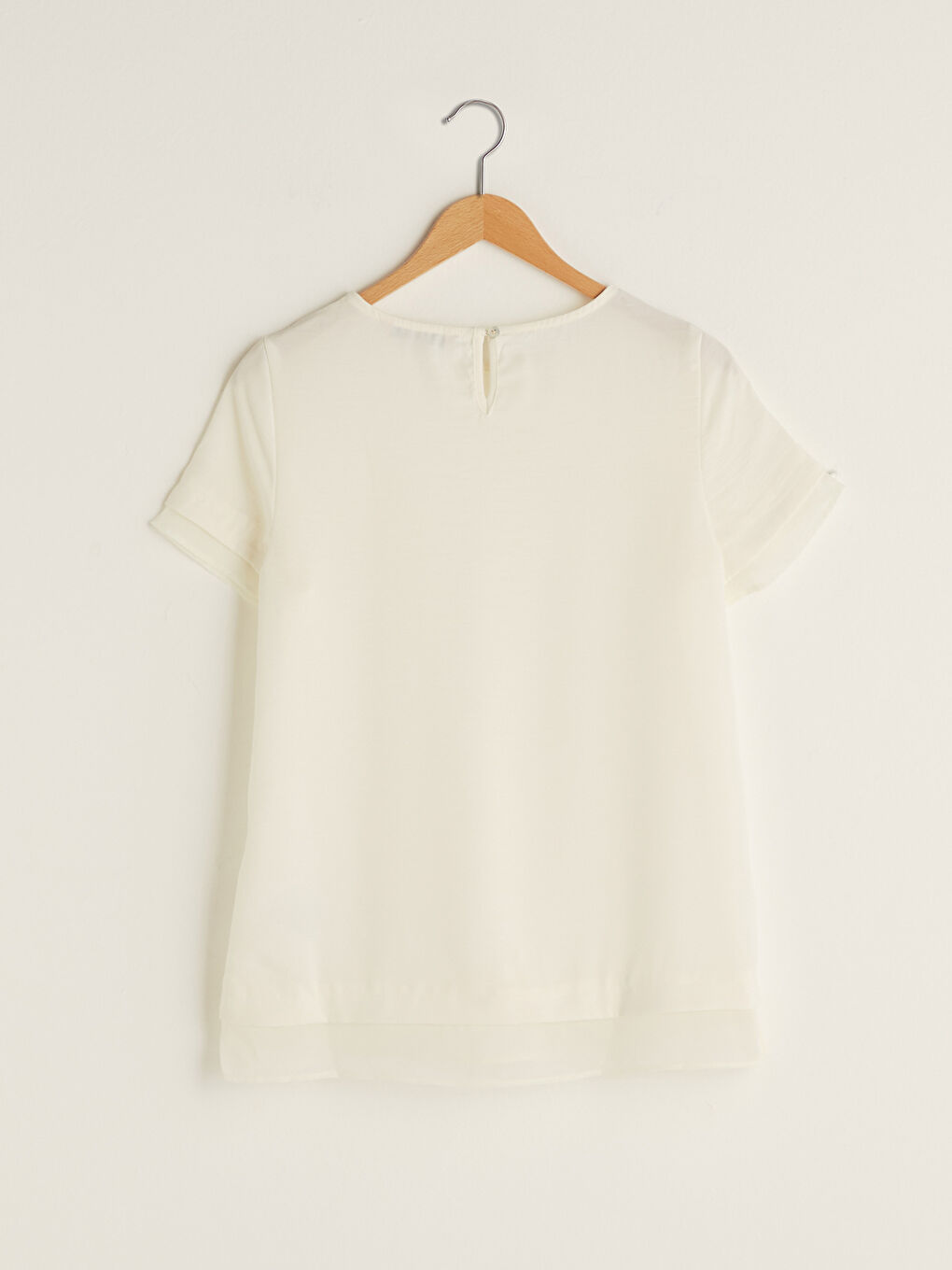 Blouse en Tissu de Soie Médina à Col Rond Droite à Manches Courtes pour Femmes-6