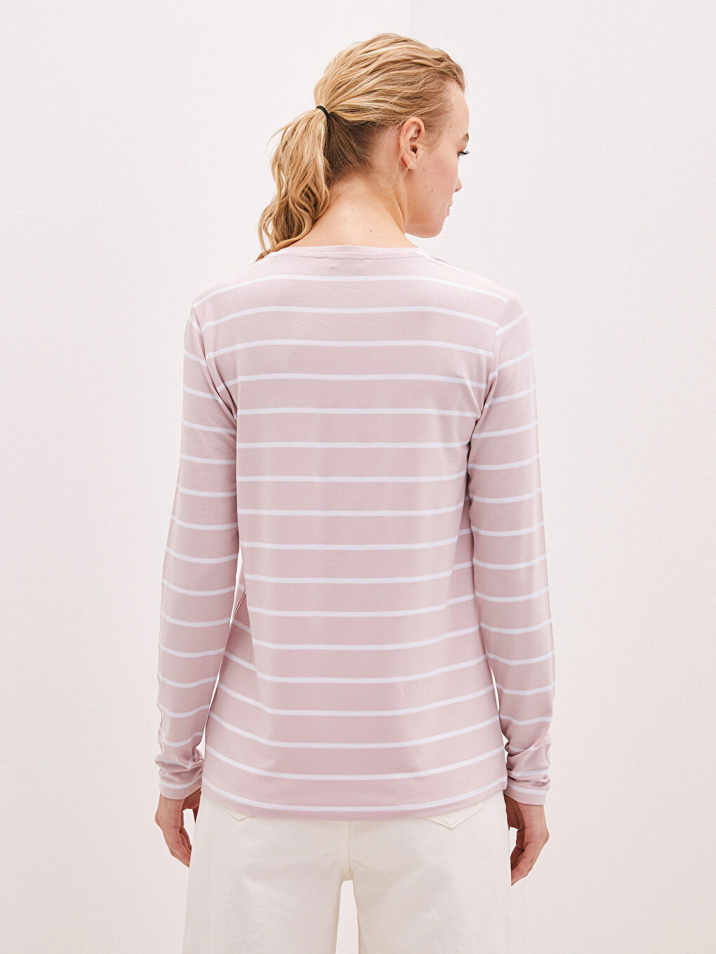 Crew Neck Printed Long Sleeve Women's T-Shirt-4