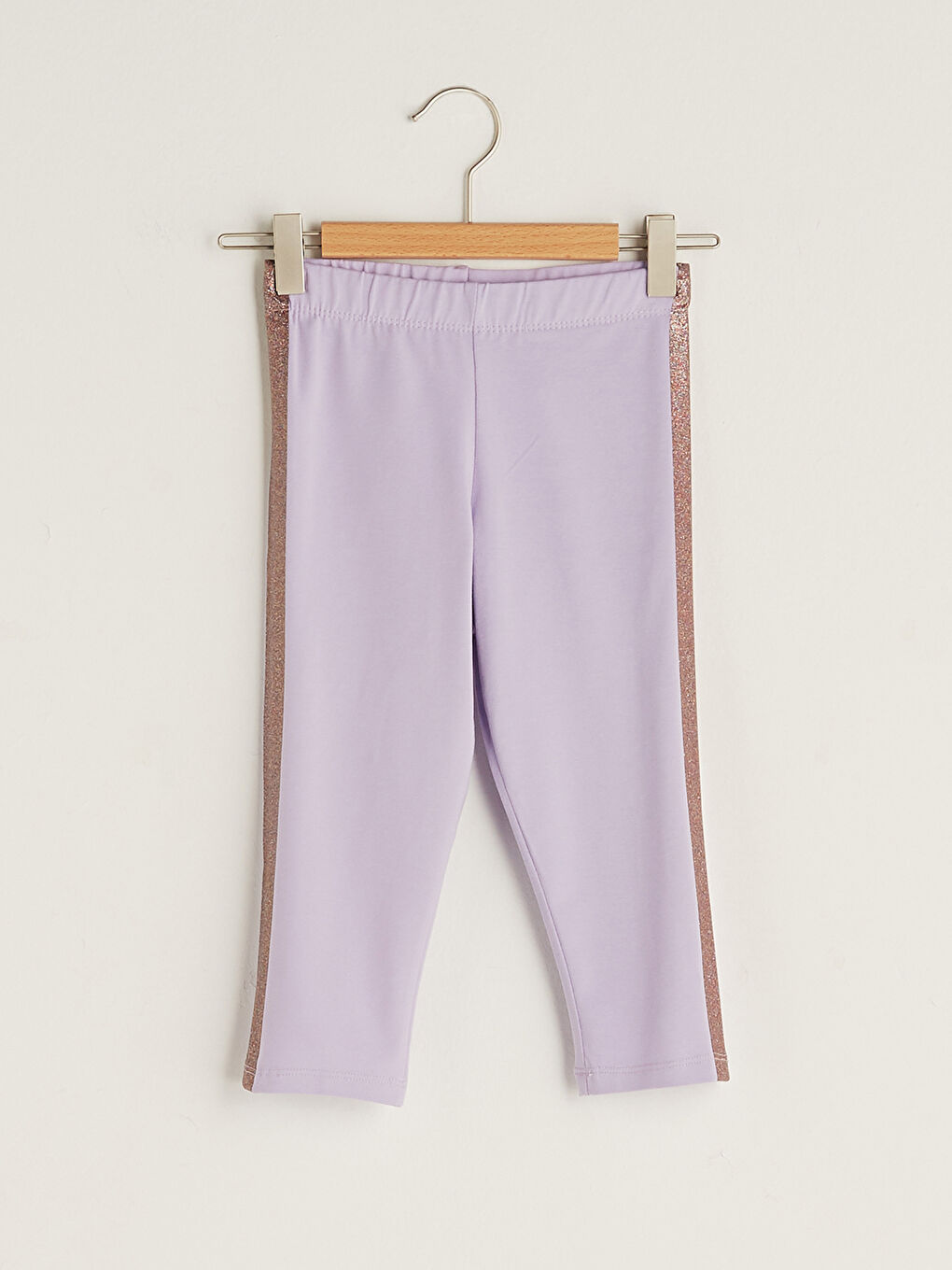 Girl's 3/4 Length Leggings with Elastic Waist and Ribbed on the Sides -S1J028Z4-FKW