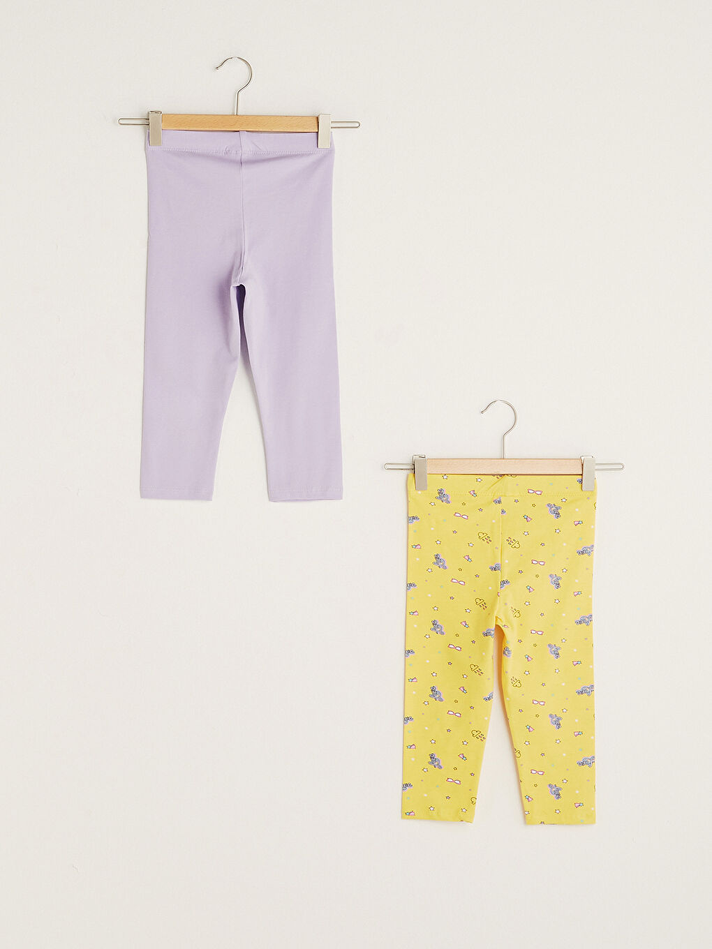 Elastic Waist Cotton Girls' 3/4 Length Leggings 2 Pack-1