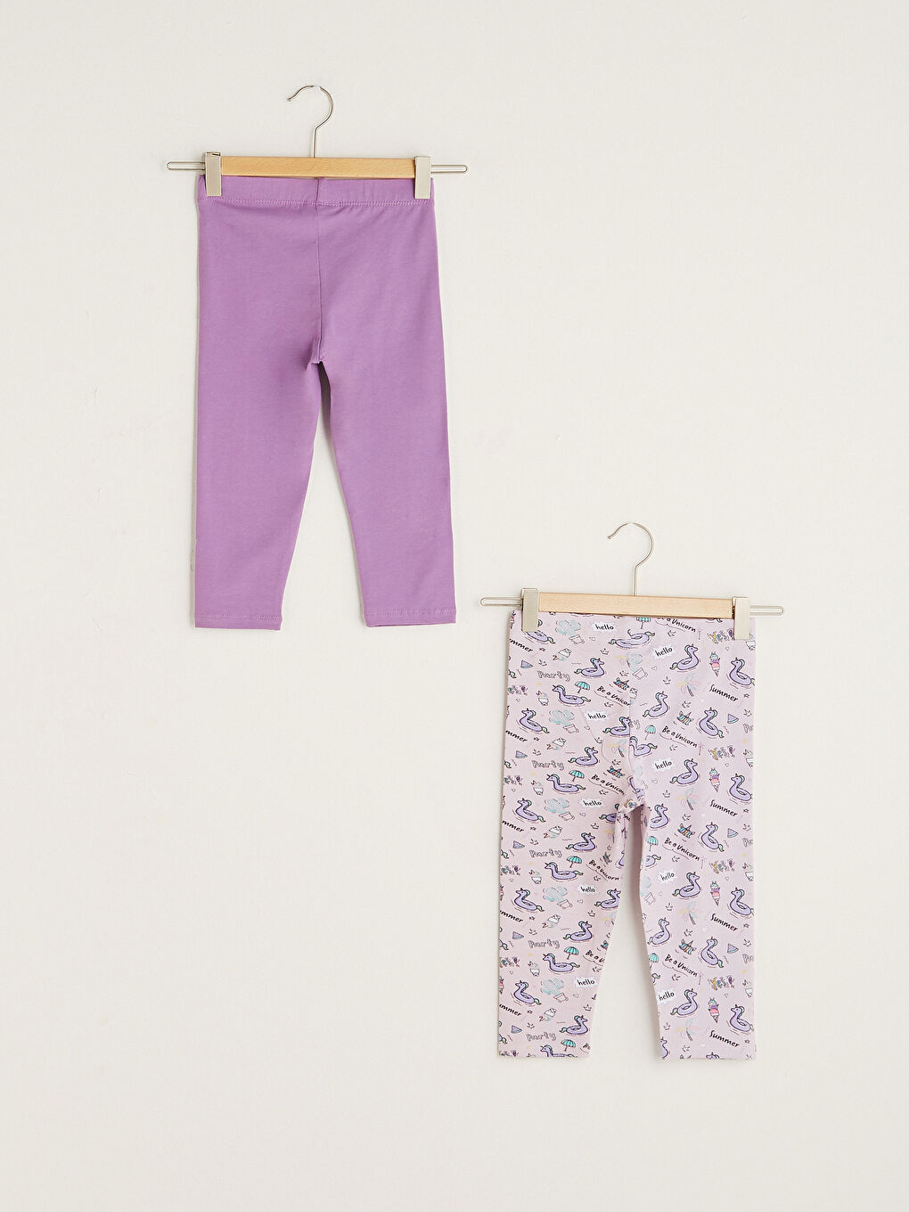 Elastische Baumwoll-Leggings für Mädchen in 3/4-Länge, 2er-Pack-1